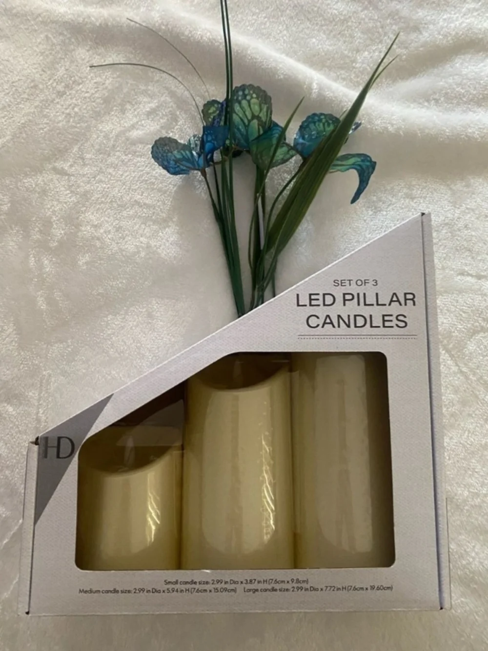 LED Flameless Pillar Candles - Cream Set of 3